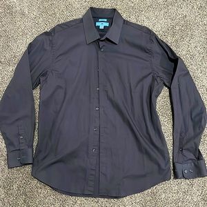 Egara long sleeve button down shirt. XL. Charcoal. Slim fit.